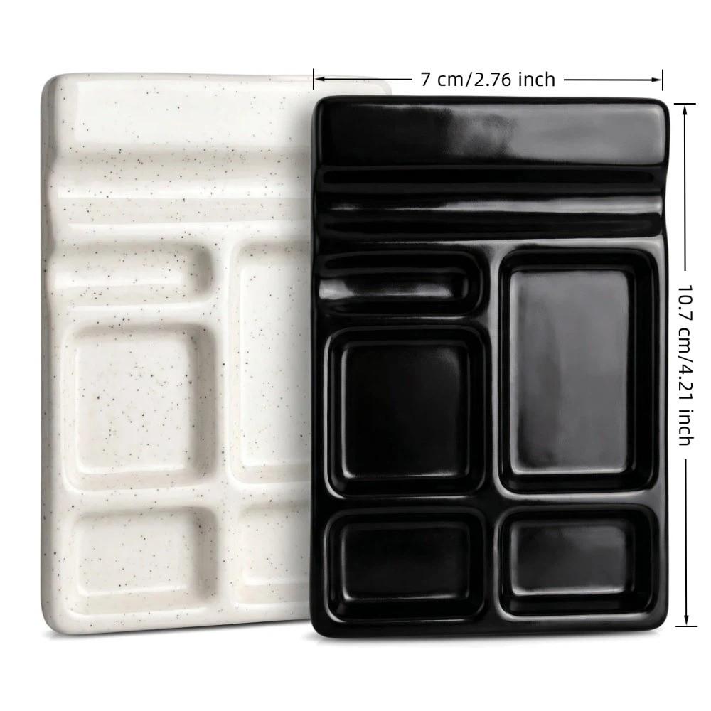 Anti-Seepage Nail Palette Easy To Clean Multi-Compartment Ceramic Palette Gel Color Blending Sturdy Durable