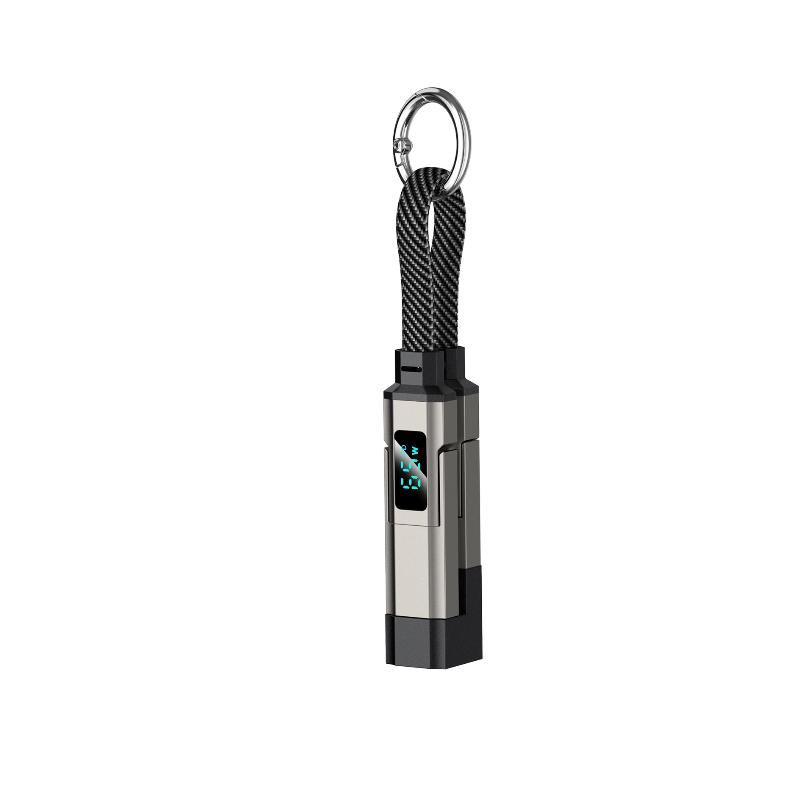 Portable 4 In 1 65W Keychain Charging Cable USB C with V/A/W Display Durable Type C Cord for Phone Tablet Office Travel