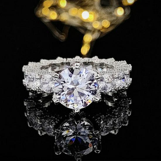 European & American Fashion Ring: Square Colored Diamond, Women's Daily/Wedding/Banquet R4898