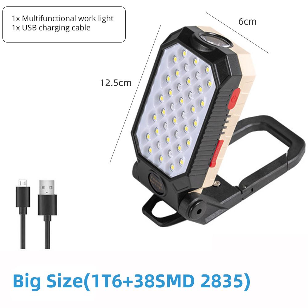 High Power LED Flashlight Rechargeable COB Work Light Adjustable Waterproof Camping Lantern Magnet With Power Display