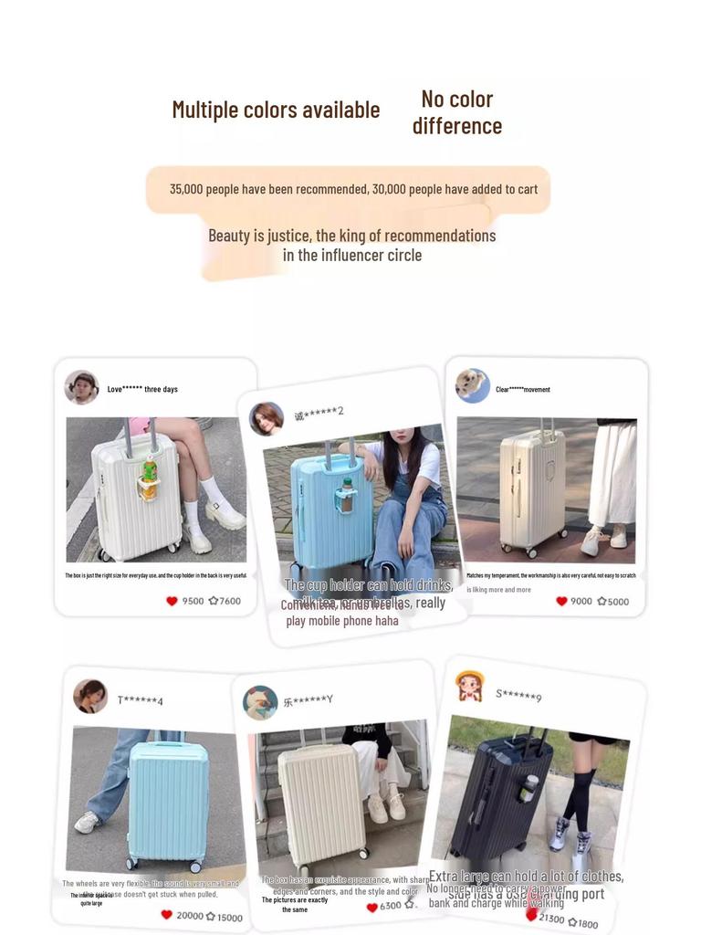 26-Inch Multifunctional Suitcase with Universal Wheels and Combination Lock