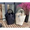 Foreign trade new vegetable basket bag swift cowhide with canvas splicing bucket bag fashionable casual hand bag