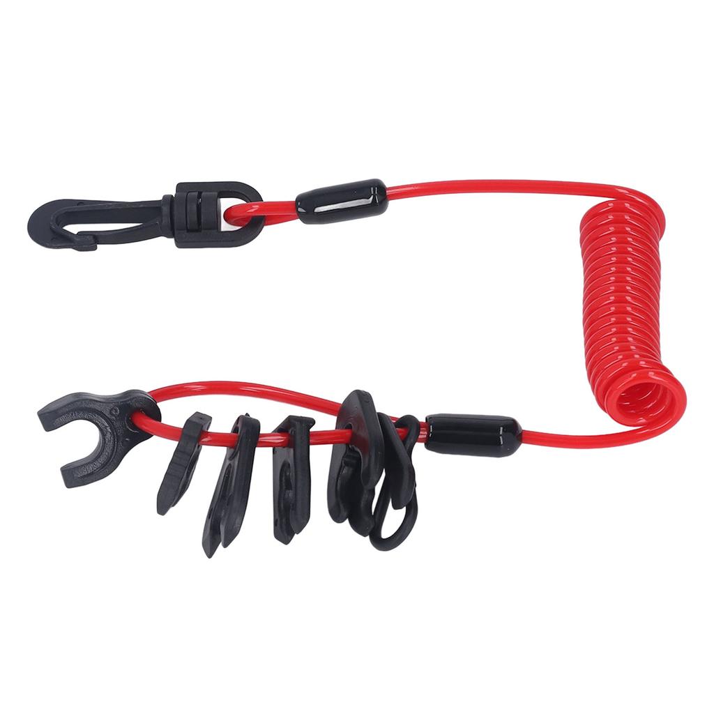 Boat Engine Switch Lanyard Safety Tether Emergency Stop Spring Wire PU for Replacement