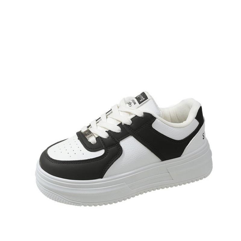 

Платформенные белые туфли модные весенние новые ретро черно-белые кеды маффины повседневные с увеличением роста спортивные женские туфли 40 чёрный