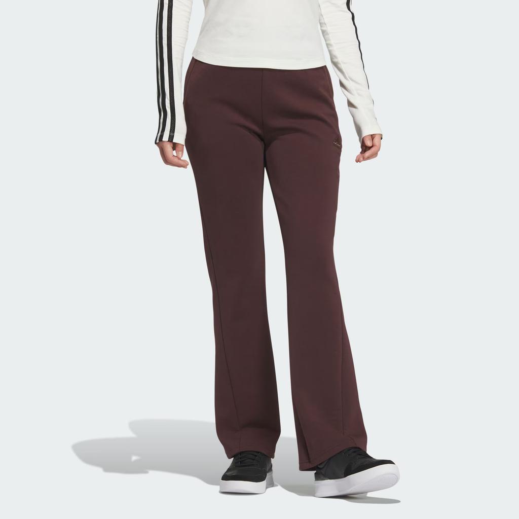 Adidas FW24 Doubleknit Flare Modern Series Fashion Logo Knit Sports Pants Women Pants Dark-Gray Brown JX6841