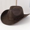 Men's and Women's Western Cowboy Hat Party Top Hat Metal Round Pattern Side Pattern Buckle Belt Bonfire Travel