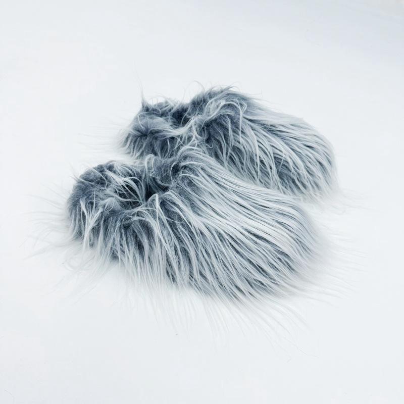 

Трансграничные плюшевые кисточки, универсальный цвет, тапочки на платформе для работы, мужские и женские, осенне-зимние, перчатки Y2K Millennium 42-43 темно-серого