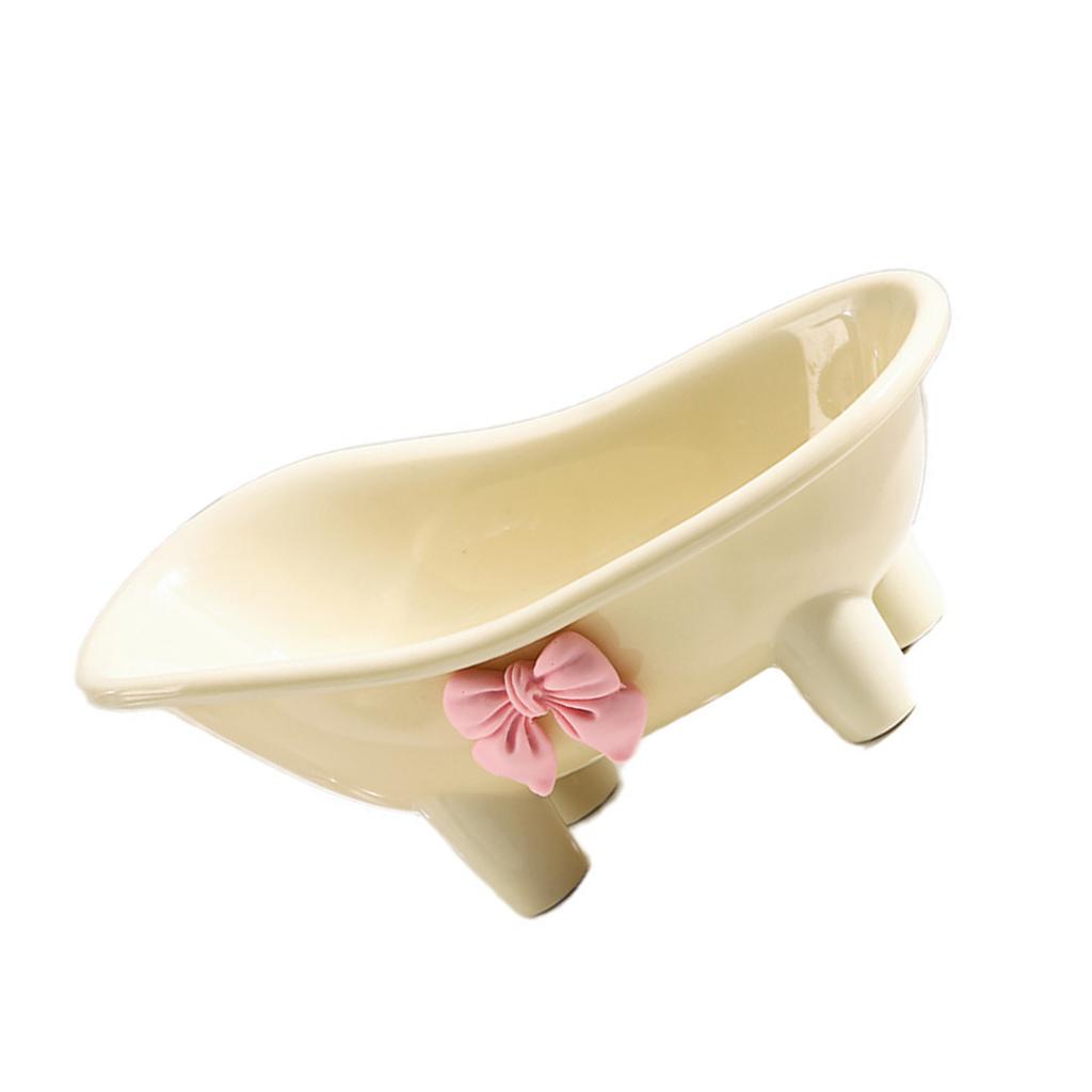 Bathtub Soap Dish Plastic Decortative Soap Dish Holder with Bow Tie for Bathroom Toilet