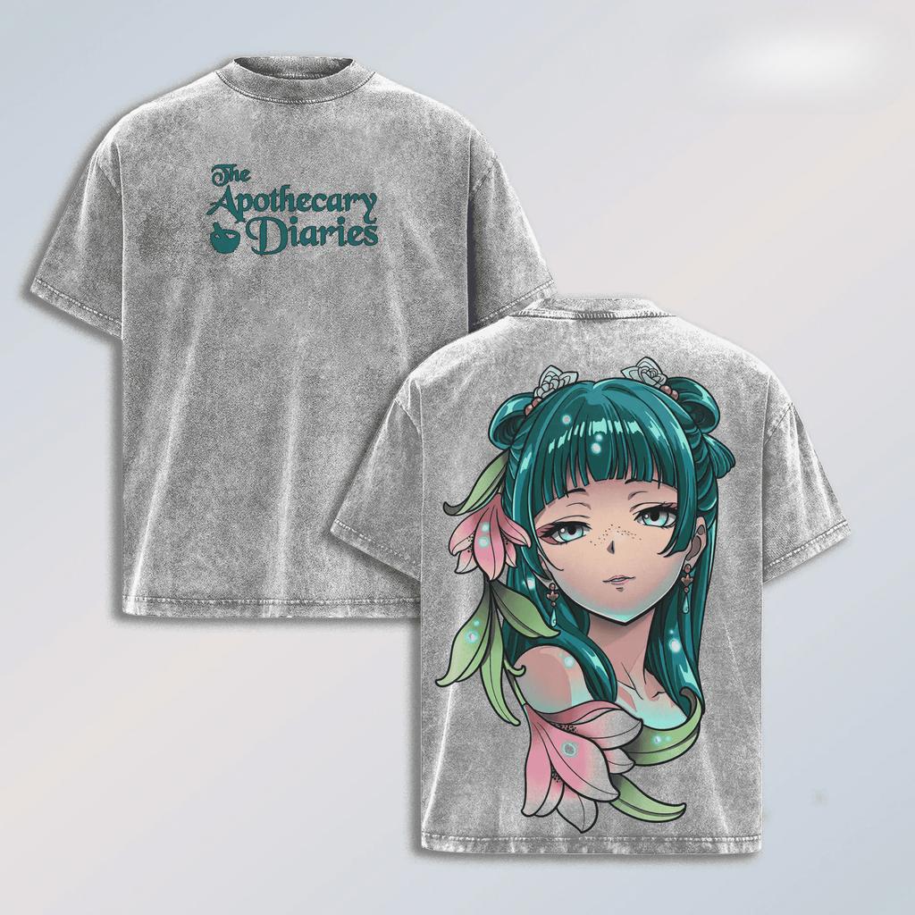 Maomao The Apothecary Diaries T-shirt For Men's Clothing Anime Washed Oversized T Shirt Summer Short Sleeve Cotton Tees Tops