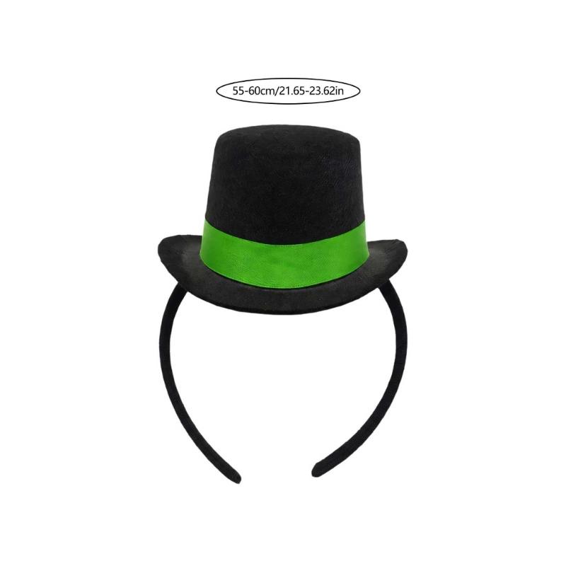Fascia Mini Cappello con Bordino in Nastro e Corpo Cappello Nero in Tessuto Non Tessuto per Costumi da Festa e Look per Servizi Fotografici a Tema
