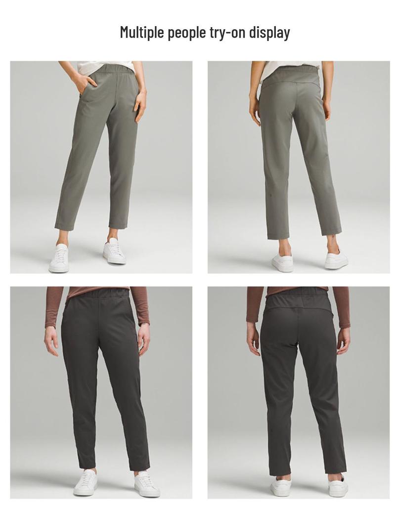 Damen Übergröße Lockere Straight-Leg Yogahose mit Kordelzugbund - Lässig, Elastisch, Neun-Punkte-Passform