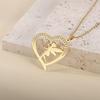  Heart Shaped Elves Fairy Pendant Necklace Stainless Steel Flower Angel Pixie Necklaces Rhinestones Birthday Jewelry Gift