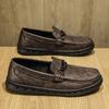 Mens Casual Genuine Leather Shoes Spring Summer Man Driving Flats Soft-Soled Comfy Walking Loafers Slip on Boat Business Shoes