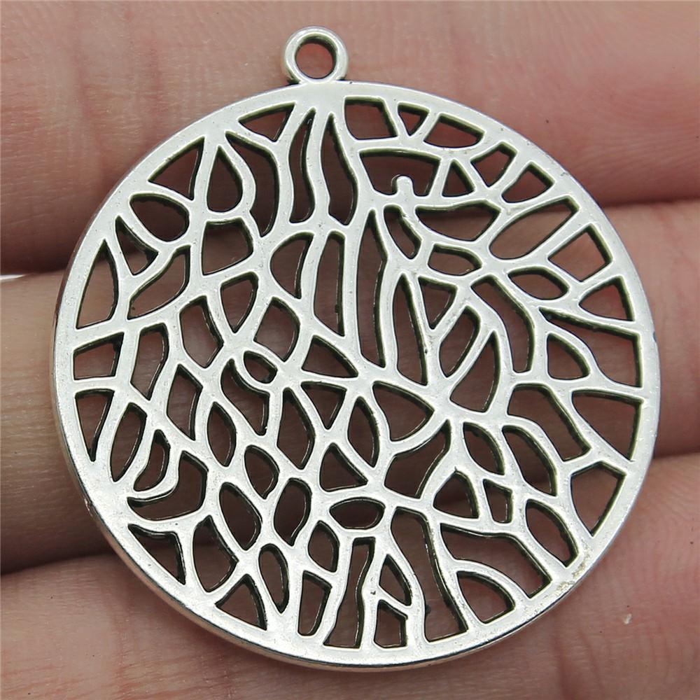 2pcs Big Size Round Hollow Flower Charms Pendant For Jewelry Making Necklace Earring Making