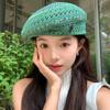 Vintage Hollowed Out Beret Hat Japanese Style Crochet Knitted Cap Elegant Weave Painter Hat  Spring