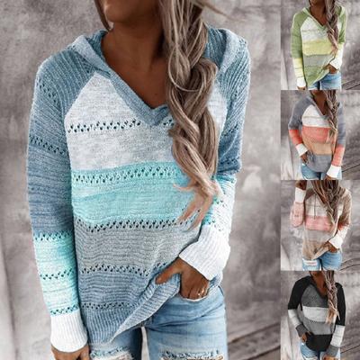 Leichte Damen-Kapuzenpullover mit Farbblock-Motiv, Kapuzenpullover, Sweatshirts