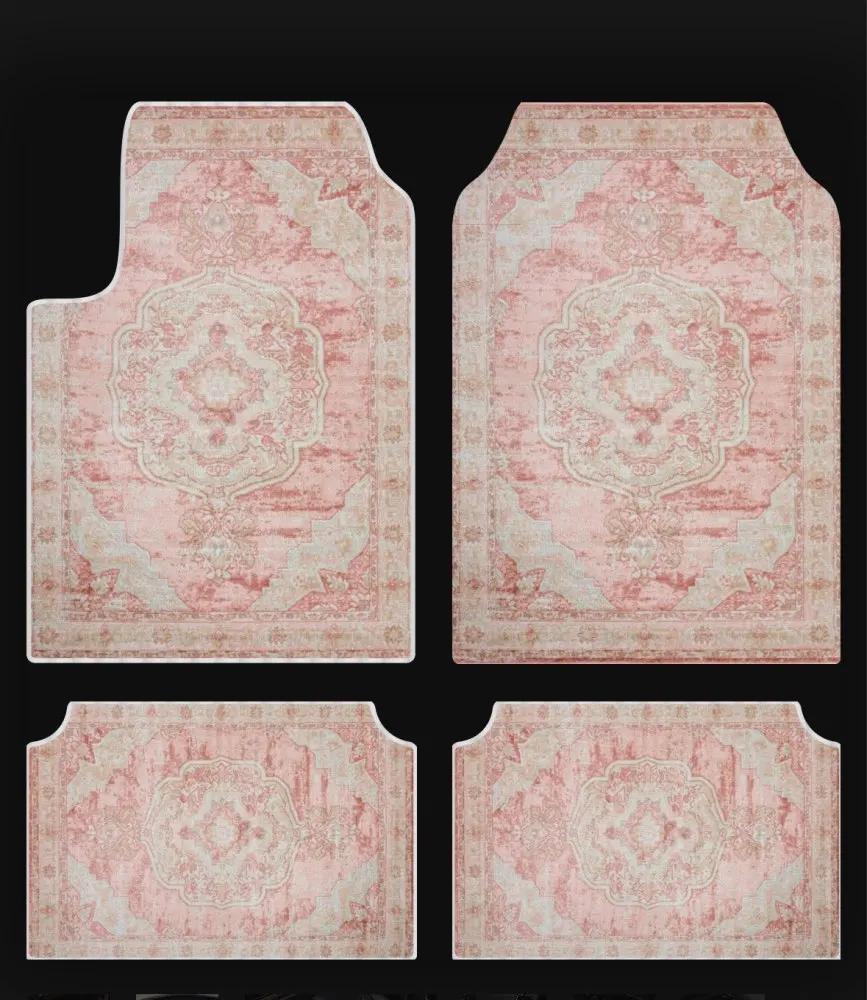 Set of Bohemian Style Floor Mat Universal Size Car Foot Mat American Retro Rugs for Bedroom Home Anti-slip Soft Rug