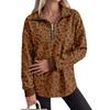Women's Leopard Print Quarter-Zip Pullover Sweatshirt