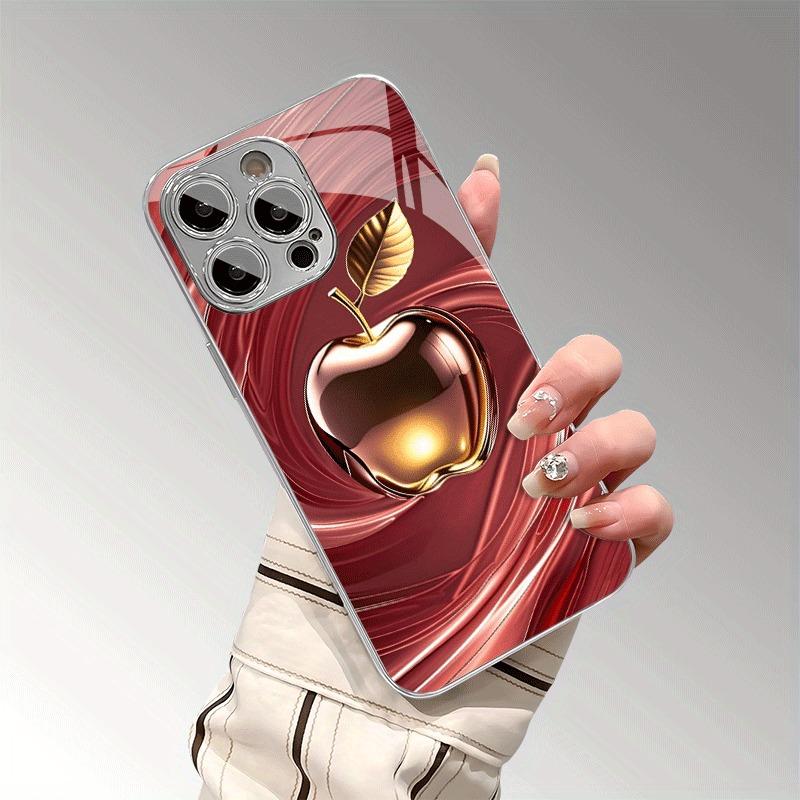 Stylish Swirl For Apple Pattern Glass Electroplated Phone Case For iPhone 17 16 Pro Max 15 14 Plus 13 12 11 Pro 16E 17 Air Cover