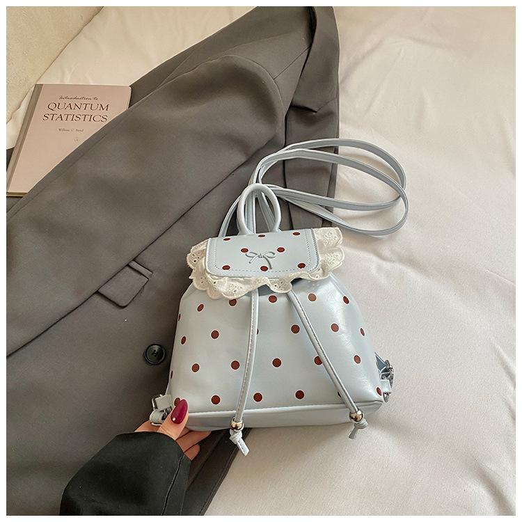 Schoolbag1011 spring new lace women's backpack sweet sister Korean polka dot casual personality foreign style small backpack