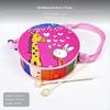 2Piece Kids DoubleSided Cartoon Drum Set, Percussion Toy, Adjustable Strap Giraffe Rabbit Small
