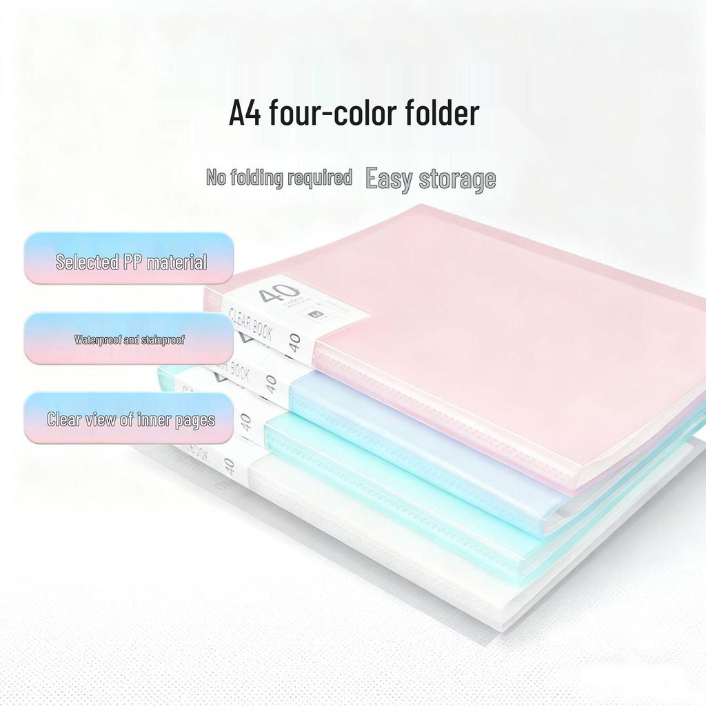 A4 Transparent Insert Folder for Candy Data, Test Paper Storage, Sheet Music, and Awards Collection.