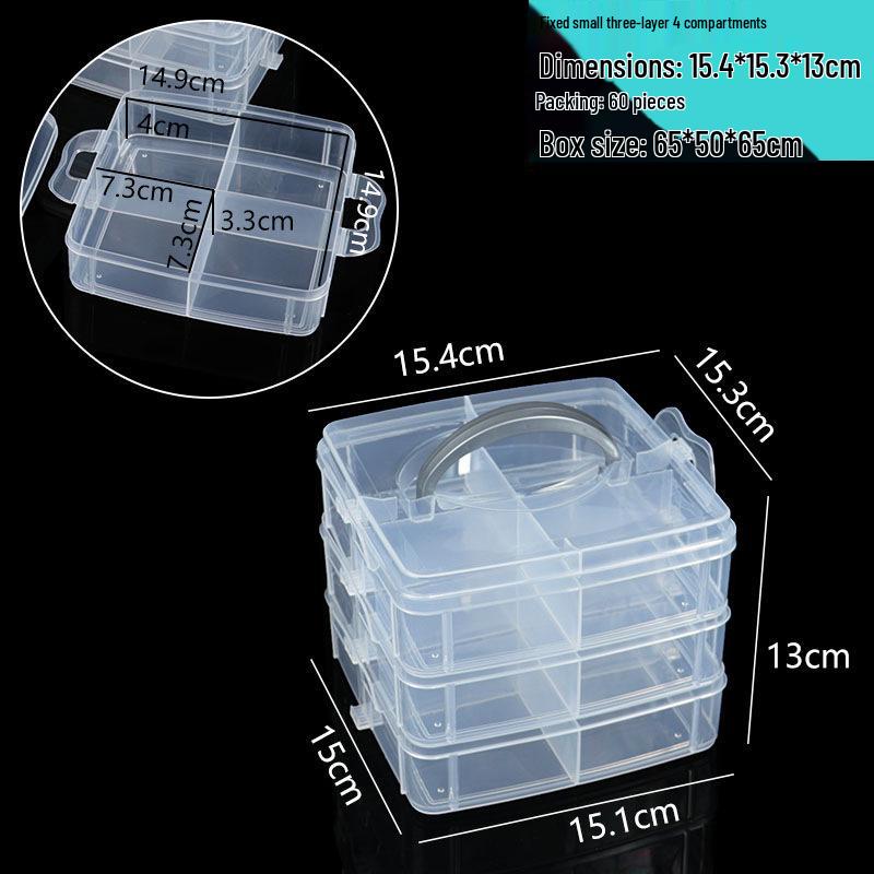 Three-Layer Transparent Plastic Storage Box for Ornaments, Toys, and Cosmetics
