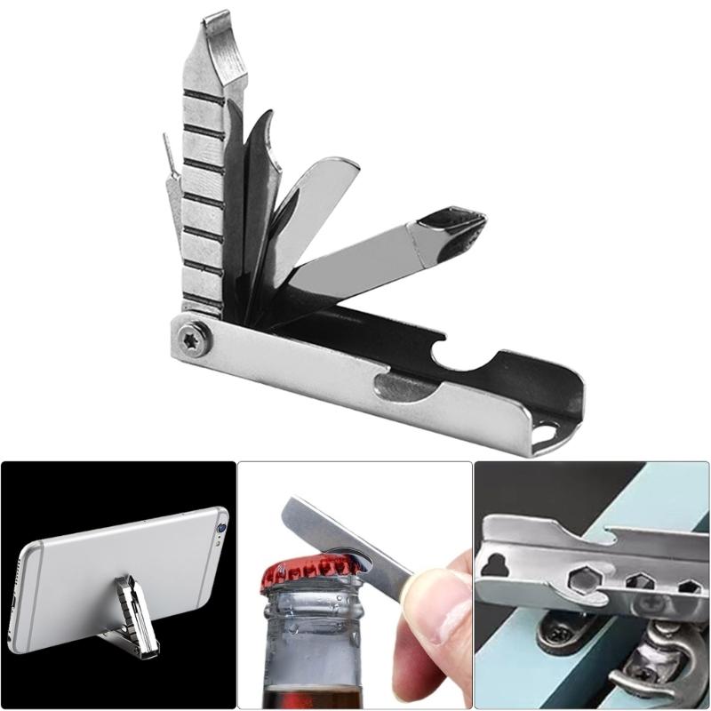 11 In 1 Keychain Multitool Screwdriver Bit Folding Multi Tool Bottle Opener Portable Pocket Tool for Outdoors Camping
