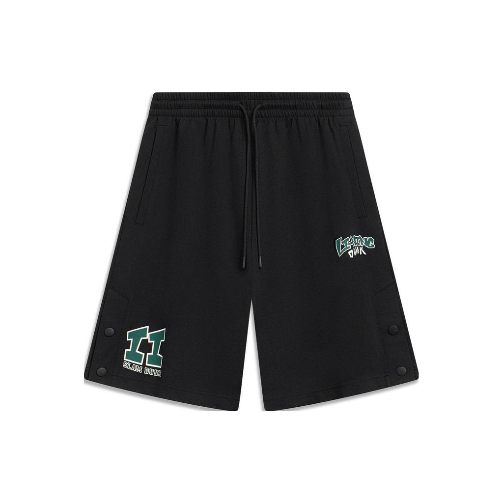 Li-Ning Sports Fashion Series Pure Color Elastic Waist Ice-Feel Comfort Loose Sports Shorts Unisex Bottoms Black AKST603-2