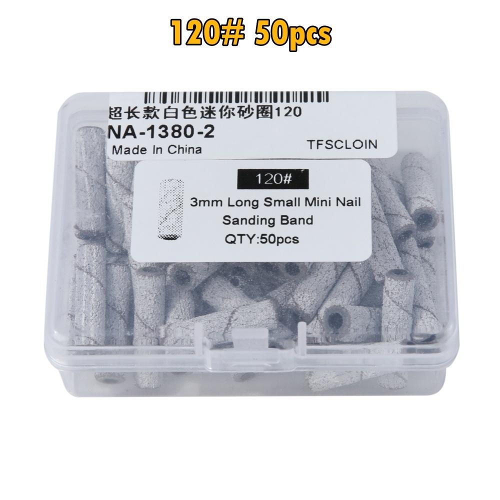 

50 шт./кор. длинные маленькие мини-шлифовальные ленты из нержавеющей стали, оправка для маникюра, наждачная бумага, кольцо-держатель, аксессуары для дрели для ногтей