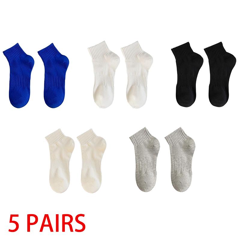 

1/5 пар полосатых хлопковых коротких носков для унисекс, дышащие, влагоотводящие, модные спортивные носки, женские носки до щиколотки для пары 5PAIRS красный