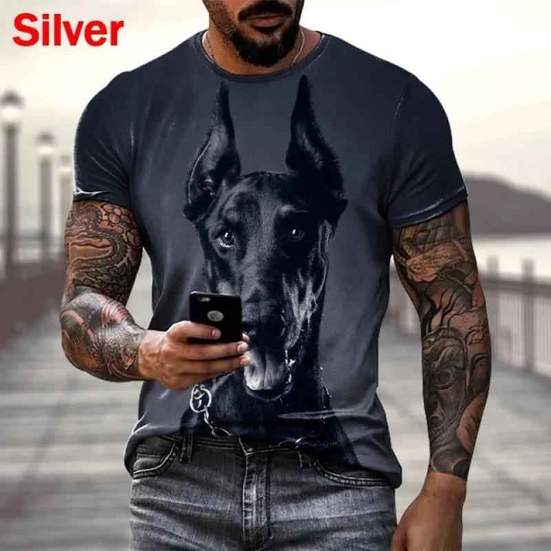 New Fashion Summer Hot Sale 3D Doberman  Men'swomen's T Shirt 3D Printing Short-sleeved Round Neck Animel Dog Tops Tshirt Tees