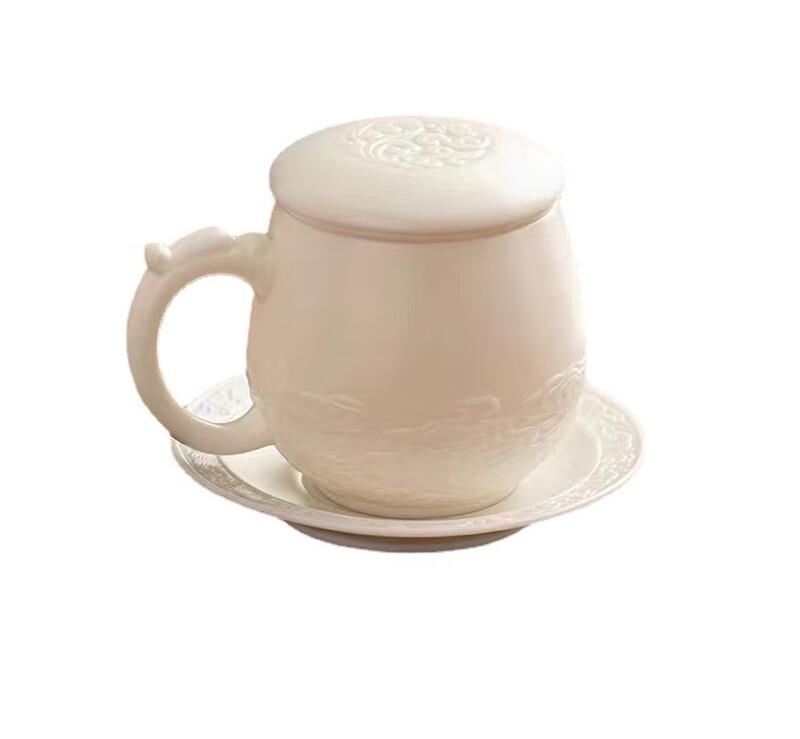 Chaxun Dehua Sauefett Jade Hvit Porselen Gaiwan