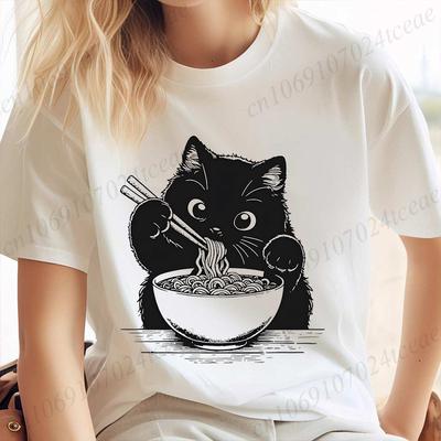 Cat RaUnisex Noodle Graphic T Shirts for Unisex Unisex Anime Top Clothing Japanese Anime Unisexga RaUnisex Cat TShirts Short Sleeve Tshirt