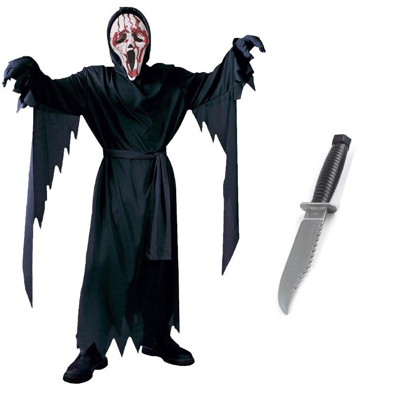 Scream Horror Cosplay Costume with Scary Knife for Kids & Adults