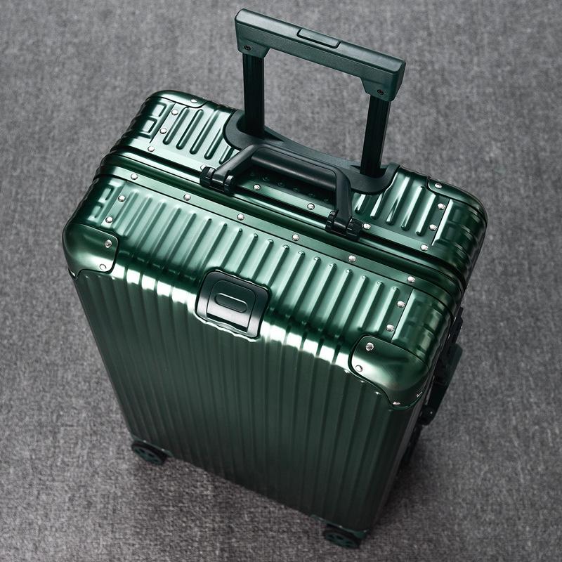 Aluminum-Magnesium Alloy Trolley Case with Universal Wheels, 24" Carry-On for Student Travel & Men's Business, with Combination Lock.