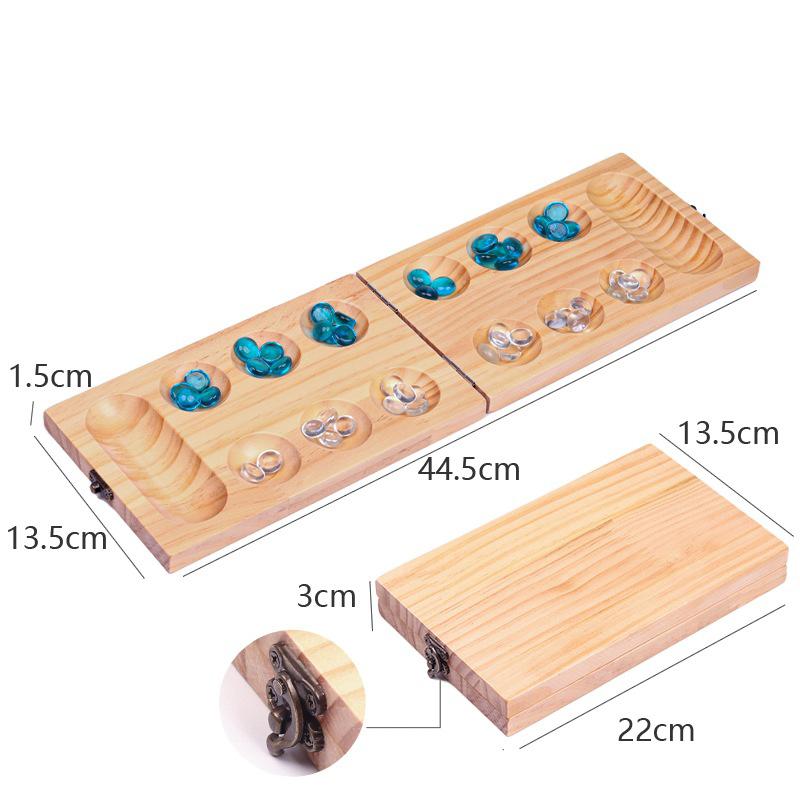 Foldable Mancala Board Game - Fun Classic Table Game with Wooden Board for Adults & Kids