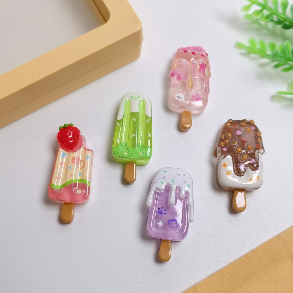 100Pcs 3D Resin Ice Lolly Flatback Resin Charms Assorted No Hole Beads for Scrapbooking DIY Phone Case Jewelry Making Supplies