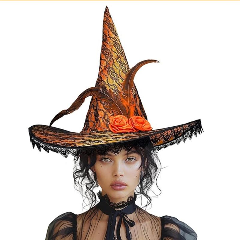 Witch Hat Roses Decoration Hat Carnivals Masquerades Hat Women's Halloween Hat Costume Accessory
