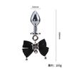 Sexy Aurora Bowknot BDSM Set Non-Piercing Nipple Clamps with Butt Plug Long Chain Dangle Bell Heart Adult Roleplay Lingerie Jewe