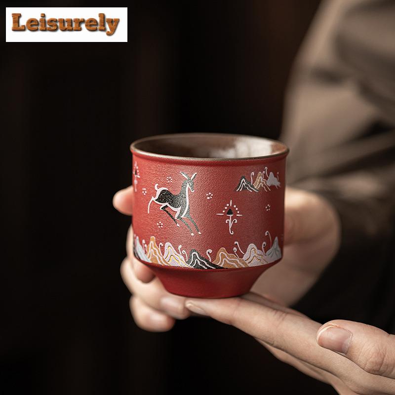 2pc/set Forbidden City Teacup Luxury Tea Bowl Beautiful Tea Cup Tea-tasting Personal Cup Chazhan Master Cups Wedding Gift Box