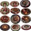2D Flat Printed Christmas Rug Santa Claus Xmas Home Decor Round Vortex Carpet  Christmas