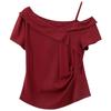 SanCai Asymmetrical Off-Shoulder Slim Fit T-shirt