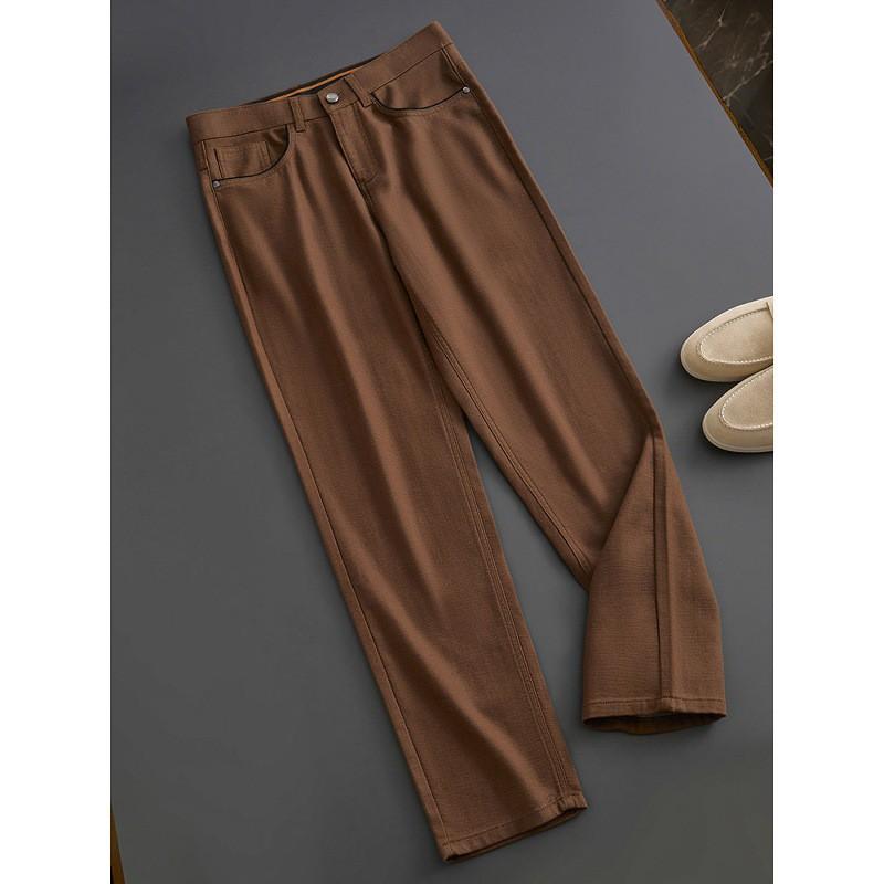 Mens Straight Leg Pants Old Money Style Lyocell Linen Blend Casual Trousers Premium Lightweight Wear