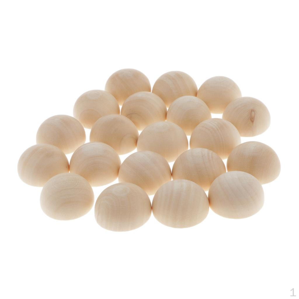 20 Pieces Bulk Half Wooden Beads Hemisphere Shape No Hole Making for Painting Supplies