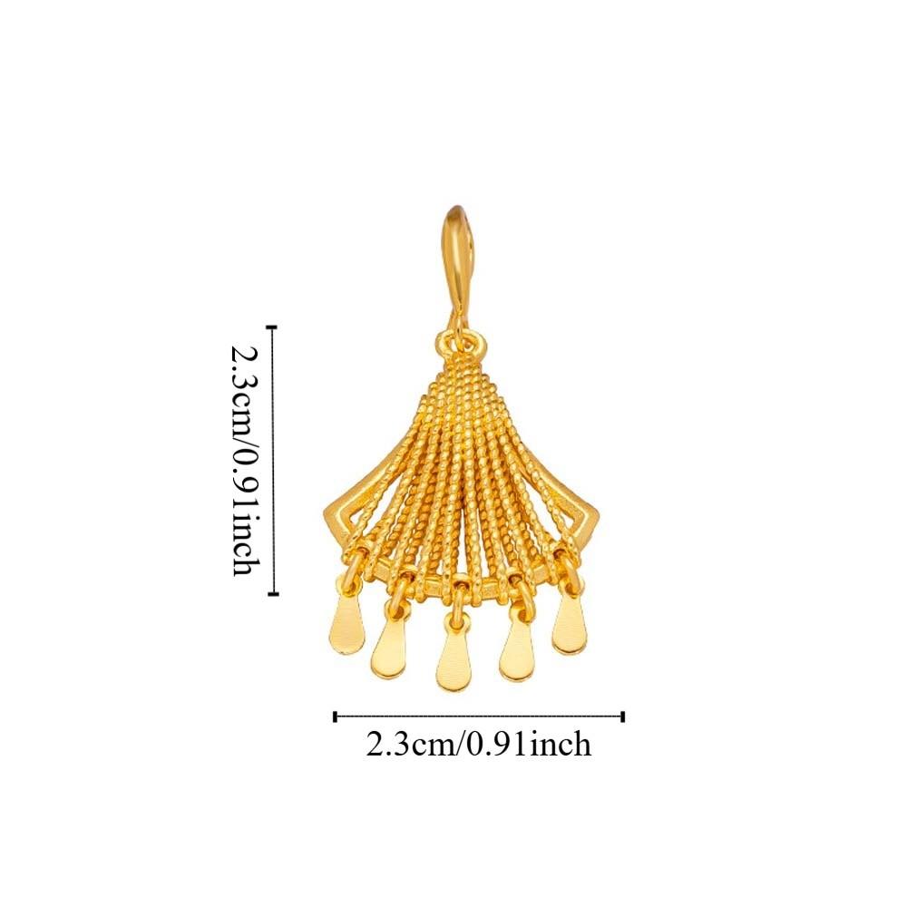 1 pair Temperament Fan Shaped Tassel Earrings Zinc Zinc Alloy Peacock Earrings Thai Golden Eardrops  Women