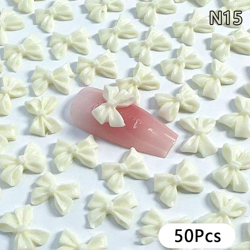 50Pcs Ribbon Resin Bow Nail Charm Parts 3D  Nail Art Decoration Accessories Supplies For Diy Korean Manicure Design