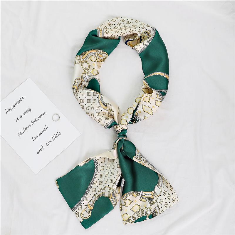 Thin and narrow long silk scarf Double-layer double-sided scarf Simulation silk female Korean version fashionable versatile decorative scarf literary