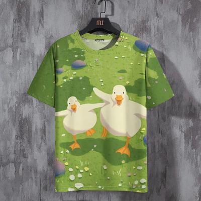 T-Shirt für Herren Lustiger Enten-Print Lässig Sportlich Bedruckt Rundhals Sportshirt Pullover Kurzarm Tops Herren Übergröße Kleidung