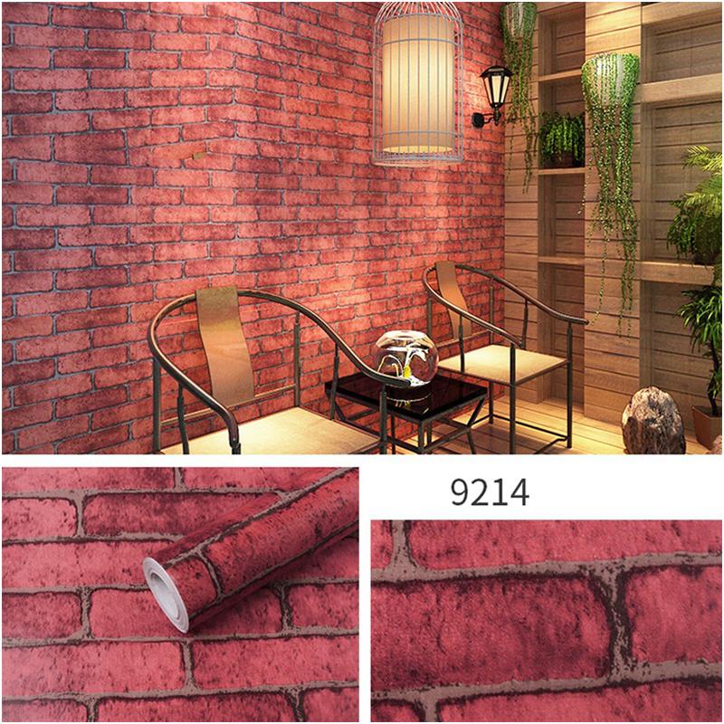 Self Sticking Pvc Retro Nostalgic Imitation Brick Texture Brown Red Brick Self-Adhesive Wallpaper For Home Decoration Vinyl Film Quality